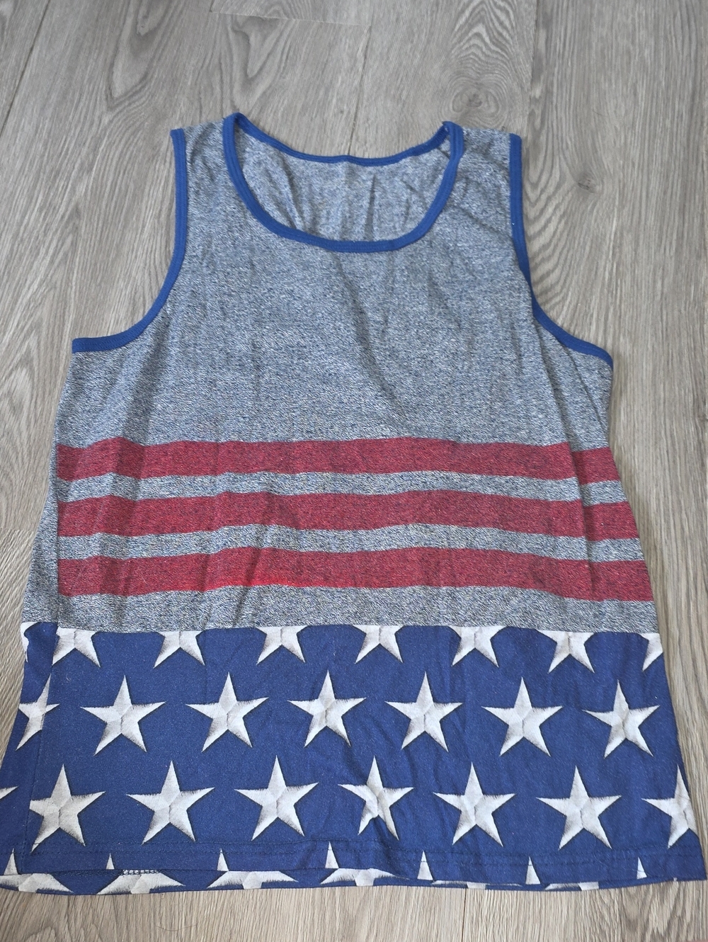 98 - T.J.Maxx Men's Gray/Red/Blue Star & Stripe Tank